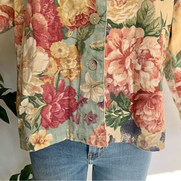 b l o o m :: Vintage Floral Cottagecore Slouchy Canvas Jacket - Picture 10 of 14